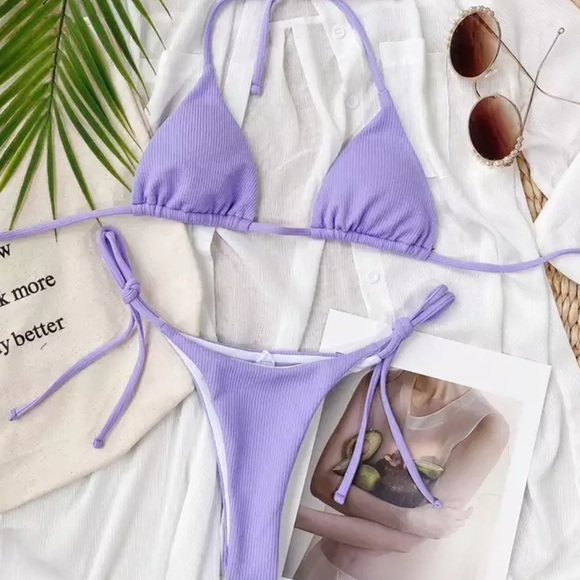 Sale💜Lilac Ribbed Triangle Bikini 💜💜 - Picture 7 of 7